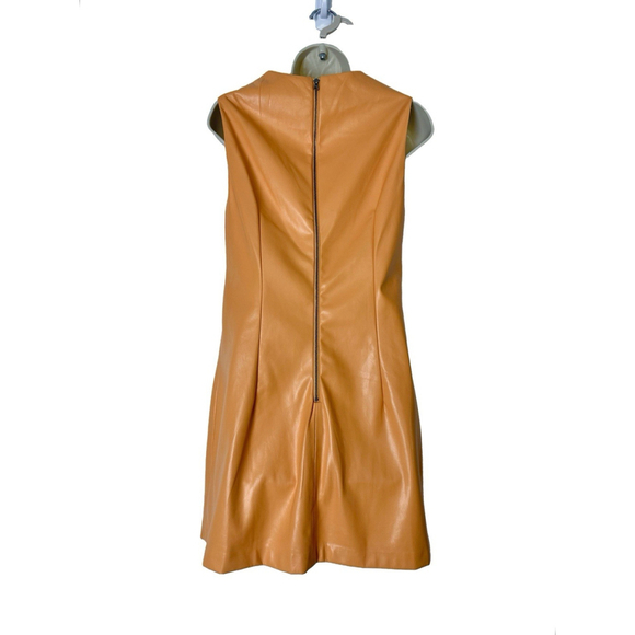House of Harlow 1960 Vegan Faux Leather Mini Dress Large Orange Papaya $189 - Picture 5 of 12